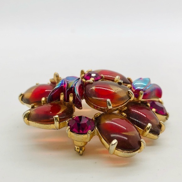Rare Vintage Signed Schiaparelli Givre Glass Brooch - Picture 10 of 14